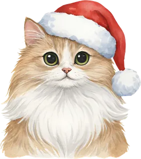 Fluffy cat in a Santa hat